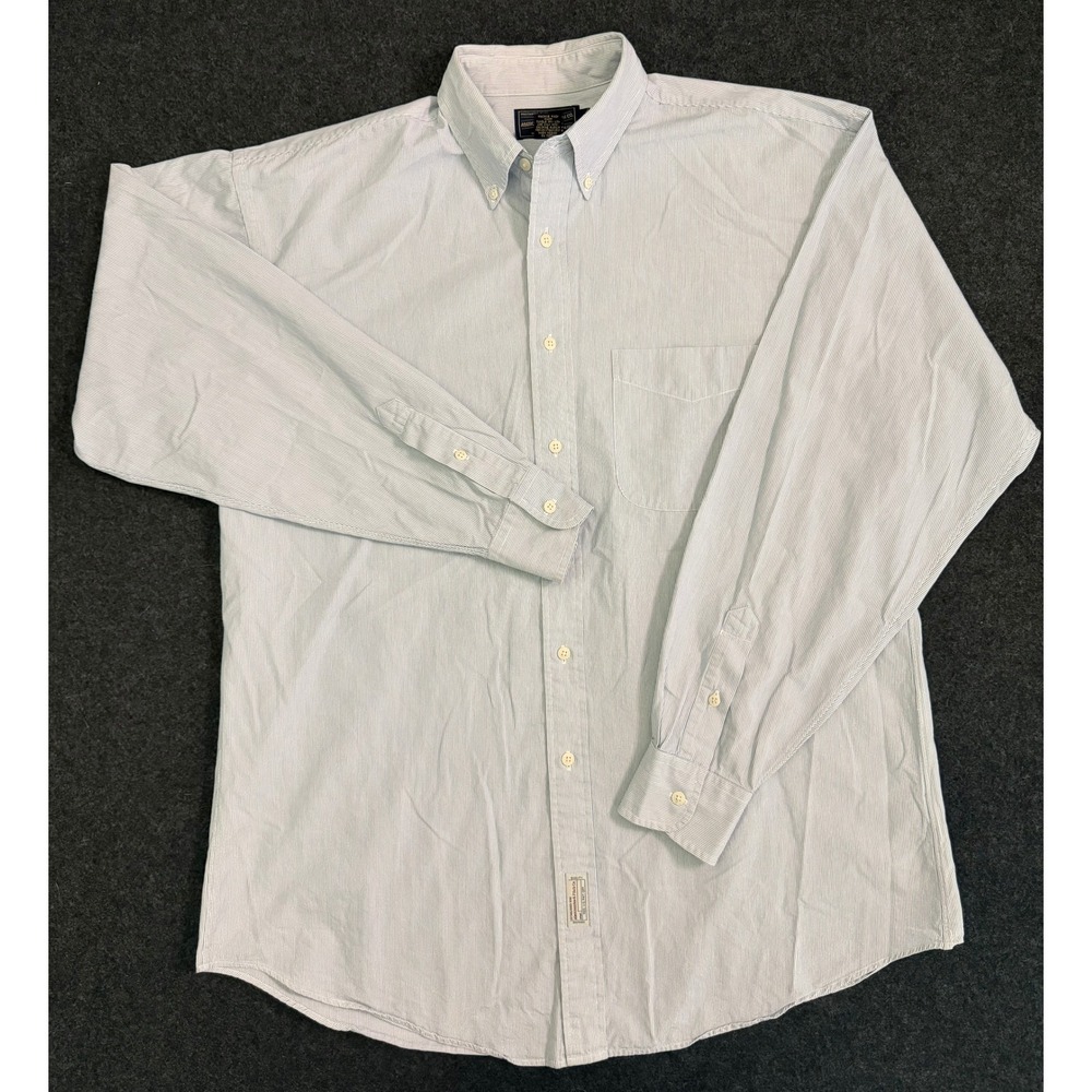 Vintage Abercrombie & Fitch Mens Large Blue Micro Stripe Button Down Preppy Y2K